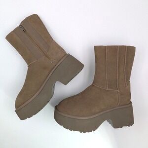 UGG Classic Twin Seam New Heights Boots Brown Suede Platform Women 7 Gorpcore